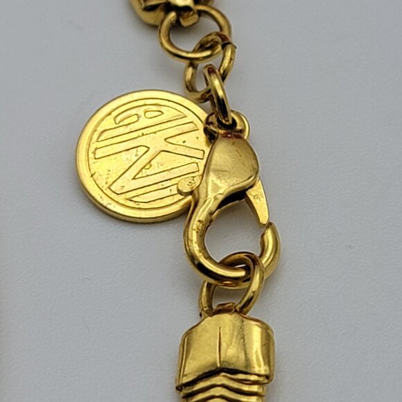 Anne Klein Gold Tone Flat Fancy Snake Chain Necklace 18" - Picture 5 of 7